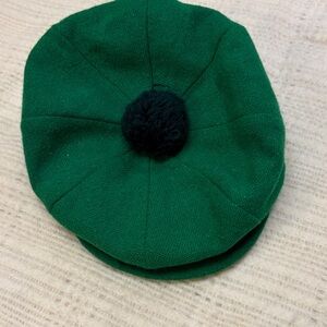 Vintage Donegal Handwoven cap hat green wool newsboy paperboy beret Ireland